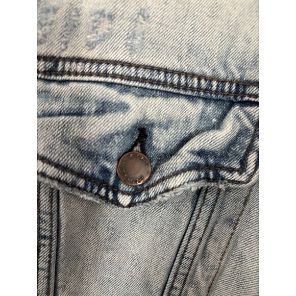 Free People Jean Jacket Women’s M-L  Deconstructed Trucker Jacket Fall Winter - Picture 6 of 7